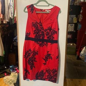 Boden Red print dress 12 R